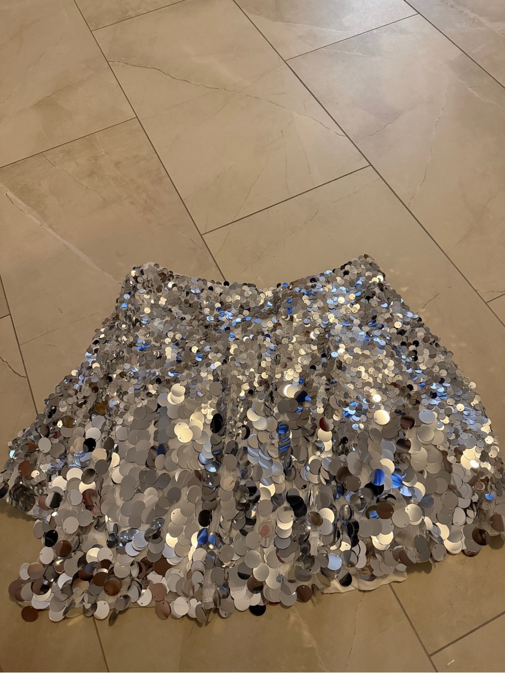 Free People Silver Sequin Circle Skirt